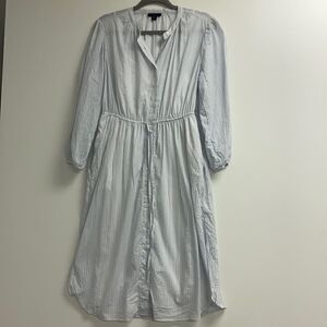 J. Crew Tie-waist cotton voile midi dress in deck stripe Item AY877*